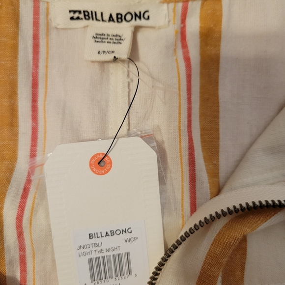 Billabong stripes retro y2k  Jumpsuit patch front pocket - Picture 10 of 14